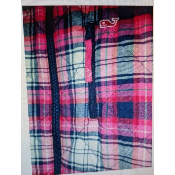 Girl's VINEYARD VINES Reversible Plaid Sherpa Vest Pink Cream Size XL EUC - Picture 4 of 4